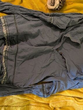 Mary-Kate and Ashley Slate Blue Girls Blouse with Lace Trim